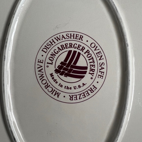 Longaberger Woven Traditions Pottery Heritage Red Turkey Platter 19" x 15"~USA - Picture 5 of 5